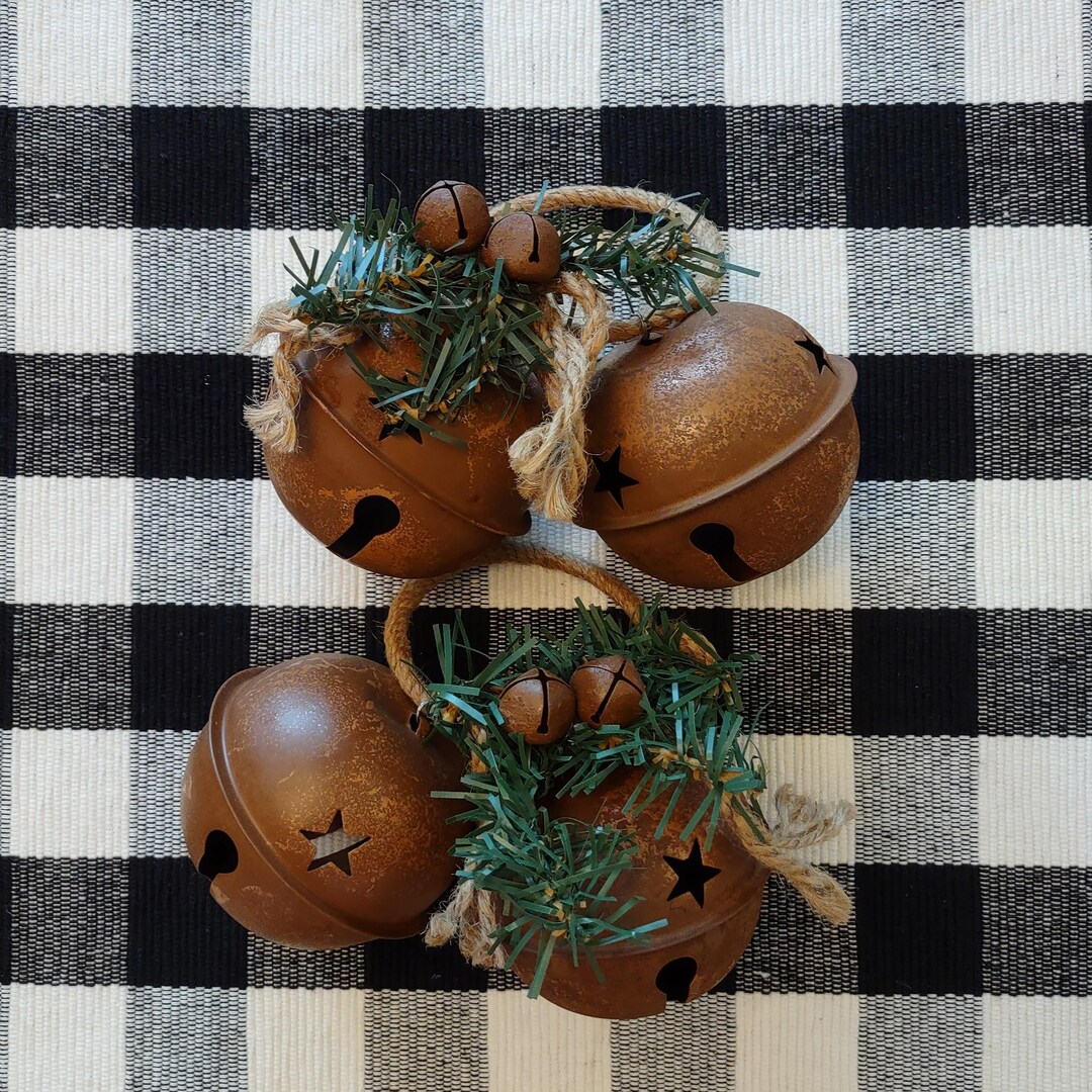 Vintage Rustic Metal Large Jingle Bells Decor With Star Cut Out Design ...