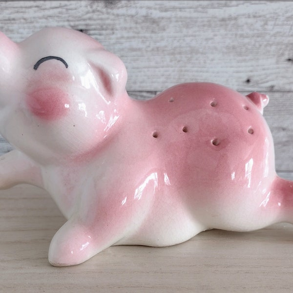 Vintage 1940 Pink Smiling Pig Hors d'oeuvres Server/Vintage Ceramic Pink Pig