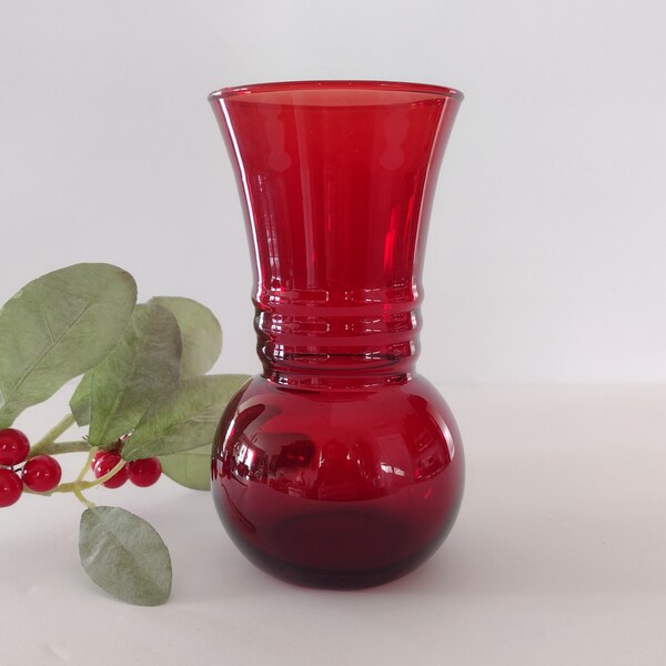 Ruby Red Small Vase - Etsy