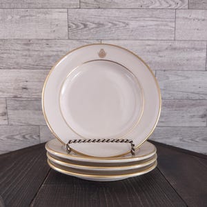 Vintage Shenango Restaurant China Plates Cream Gold Rim “Rolling Rock Club” Golf Crest Set 4/Vintage Restaurant Bread Butter Plates Dishware
