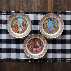 Vintage 1978 Franklin Bavaria Grimm’s Fairy Tale Collector Plates Set Of 3 Cinderella, Sleeping Beauty, Snow White Seven Dwarfs Wall Decor