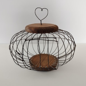 Vintage Handmade Rustic Primitive Style Round Wood Wire Decorative Bird Cage/Vintage Bird Cage Home Decor/Vintage Bird Home Decor
