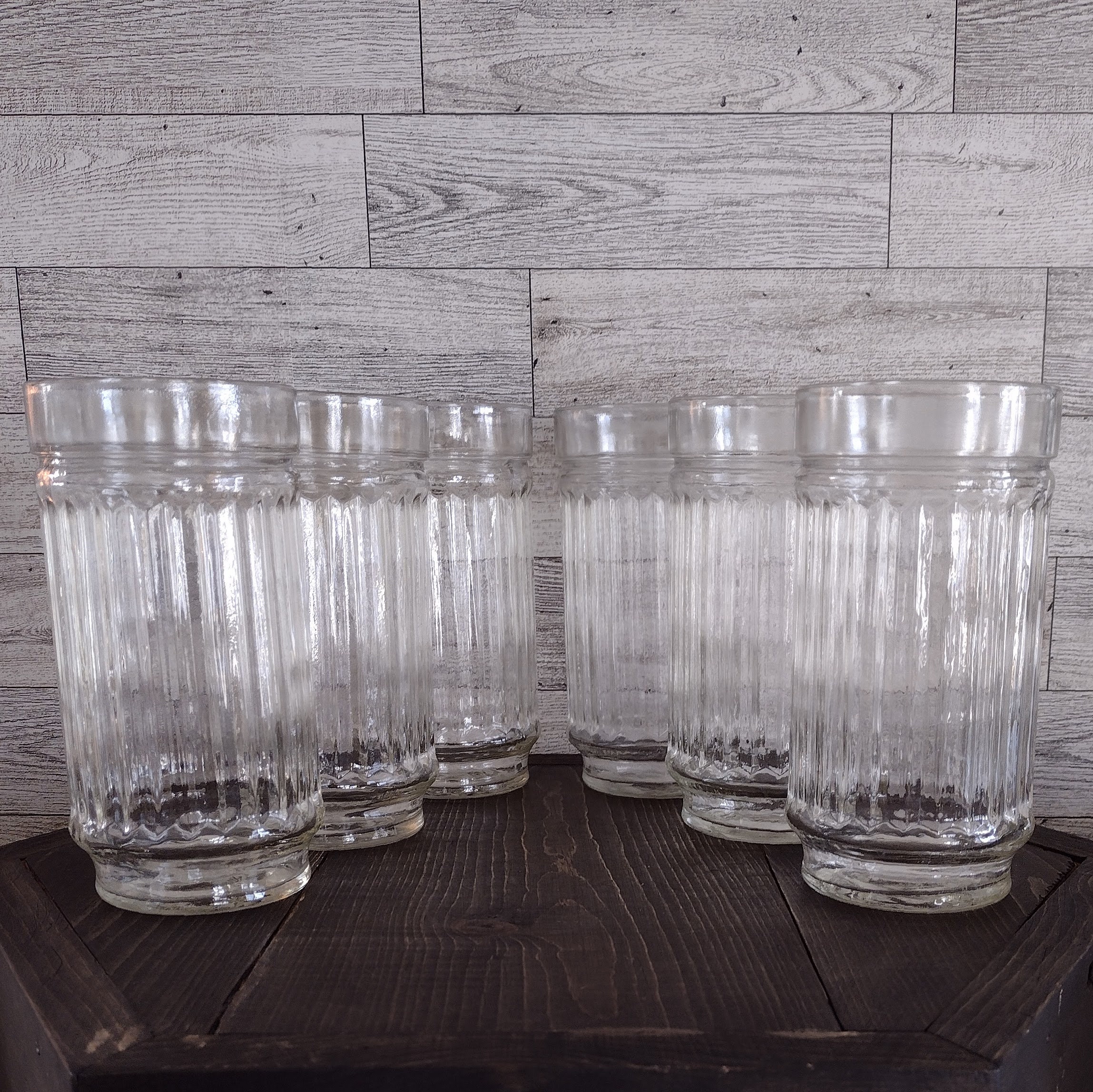 Vintage Art Deco Fluted Drinking Glasses - 9 oz Modern Kitchen Glassware  Set Old Fashion Tumbler Cups for Weddings, Cocktails, Bar Ribbed Lowball