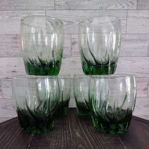 Vintage Mid Century Anchor Hocking Central Park Fern Green Old Fashioned Glasses Set Of 6/Vintage Glassware/Vintage Barware