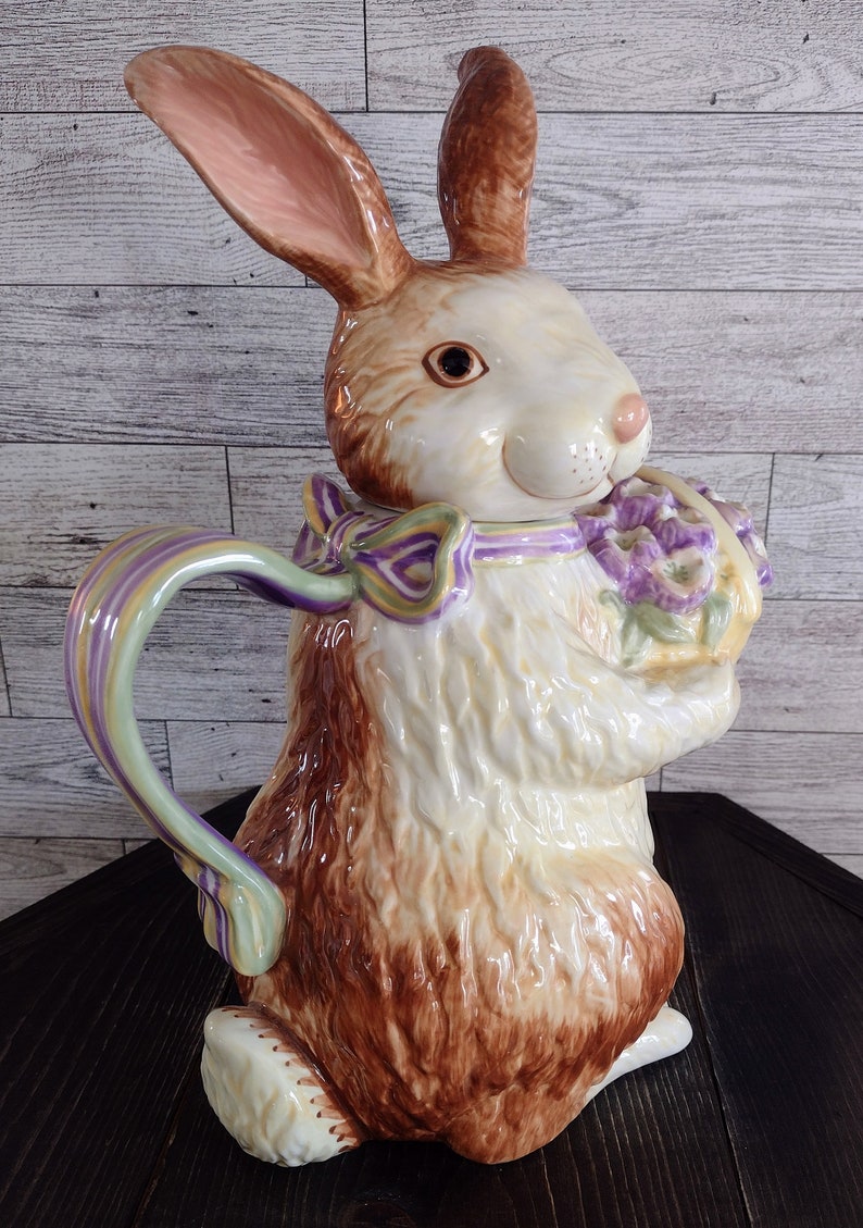 Vintage Longaberger Bunny Rabbit Teapot Pitcher/vintage Hand Etsy
