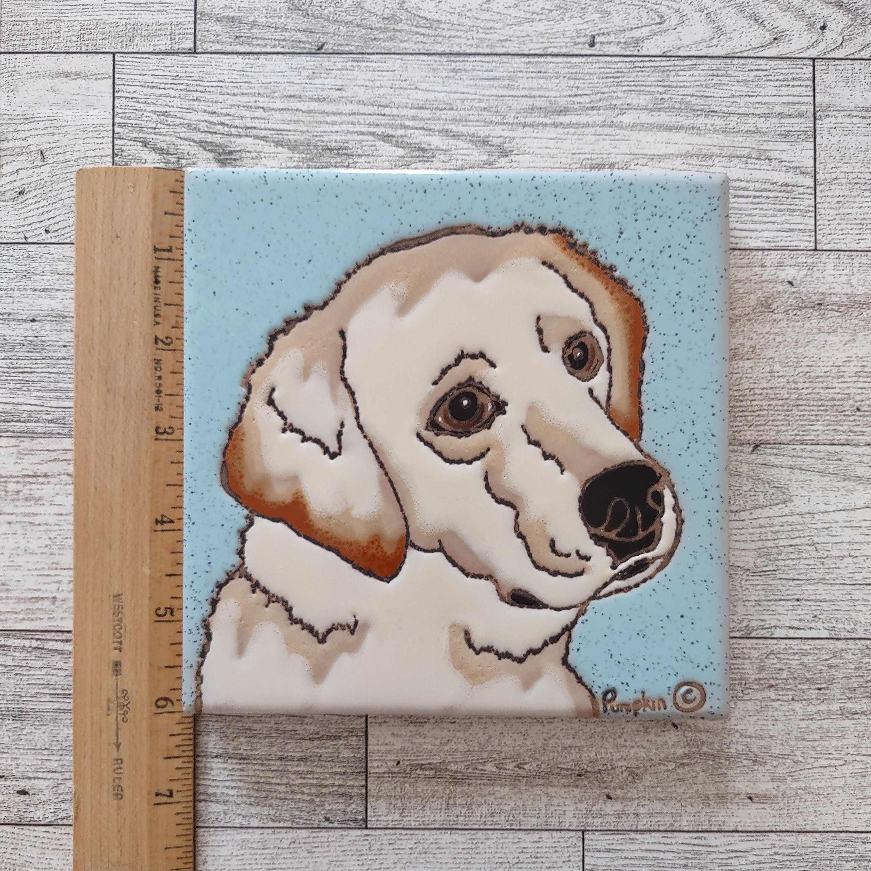 Dog Fun Tile Vintage Hand Painted Ceramic Dog Decorative Wall Tile by Pumpkin ...