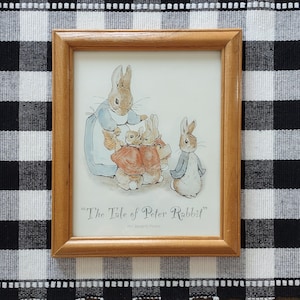 Vintage Beatrix Potter “The Tale of Peter Rabbit” Framed Print Solid Oak Frame Authorized Edition Mexico/Vintage Easter Nursery Wall Decor