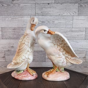Vintage Ceramic Norcrest White Geese Figurines Set Of 2 Japan/Vintage Goose Bird Ceramic Figurine Collector Gift/Vintage Bird Home Décor
