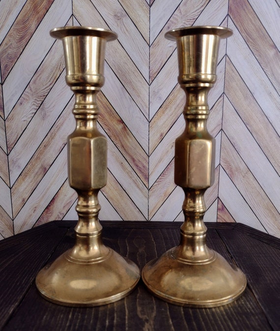 Vintage Mid Century Modern Brass Candlestick Holders Set of Etsy