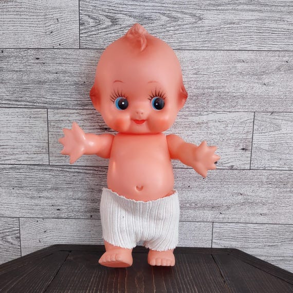 Vintage Mid Century Rubber Kewpie Style Squeaker Doll Moveable