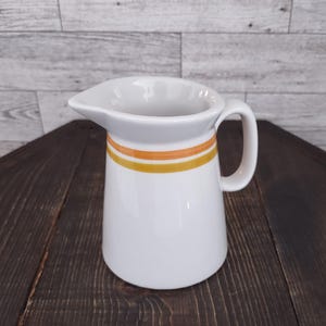 Vintage Shenango China Small Pitcher Style Creamer With Orange Gold Bands/Vintage Restaurant Pottery Style Creamer/Vintage Dishware