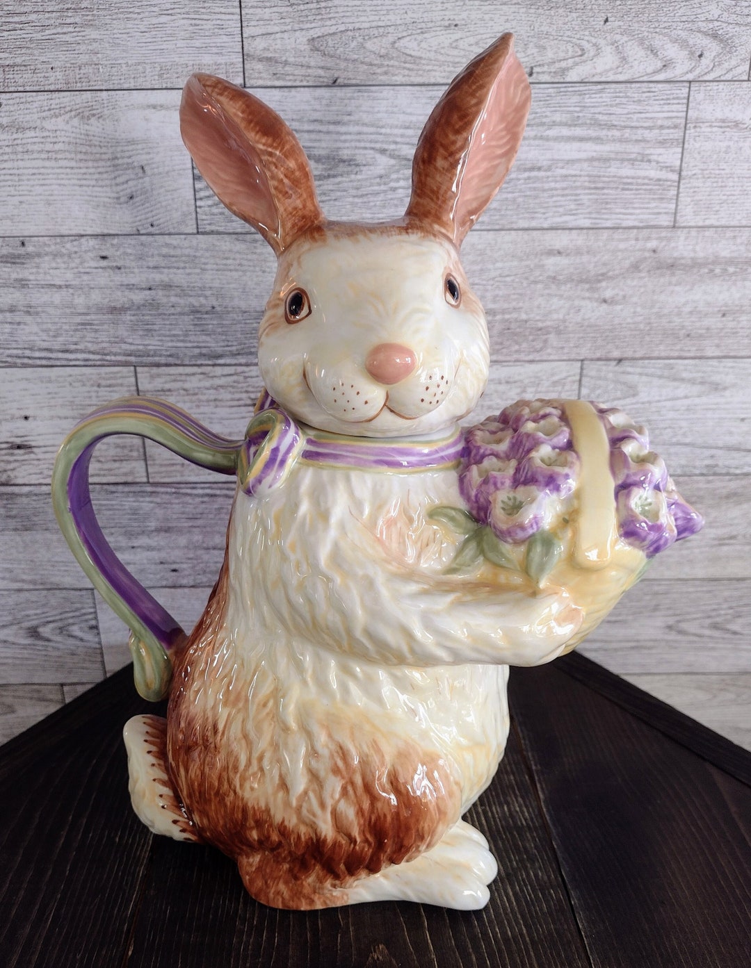 Vintage Longaberger Bunny Rabbit Teapot Pitcher/vintage Hand Painted