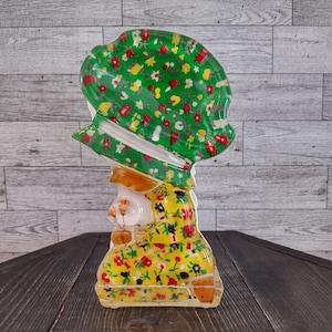 Vintage 1970 Holly Hobbie Style Prairie Girl Lucite Napkin Holder/Vintage Retro Kitchenware/Vintage Gunne Sax Style Décor/Vintage Home Decor