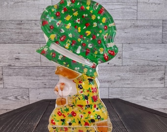Vintage 1970 Holly Hobbie Style Prairie Girl Lucite Napkin Holder/Vintage Retro Kitchenware/Vintage Gunne Sax Style Décor/Vintage Home Decor