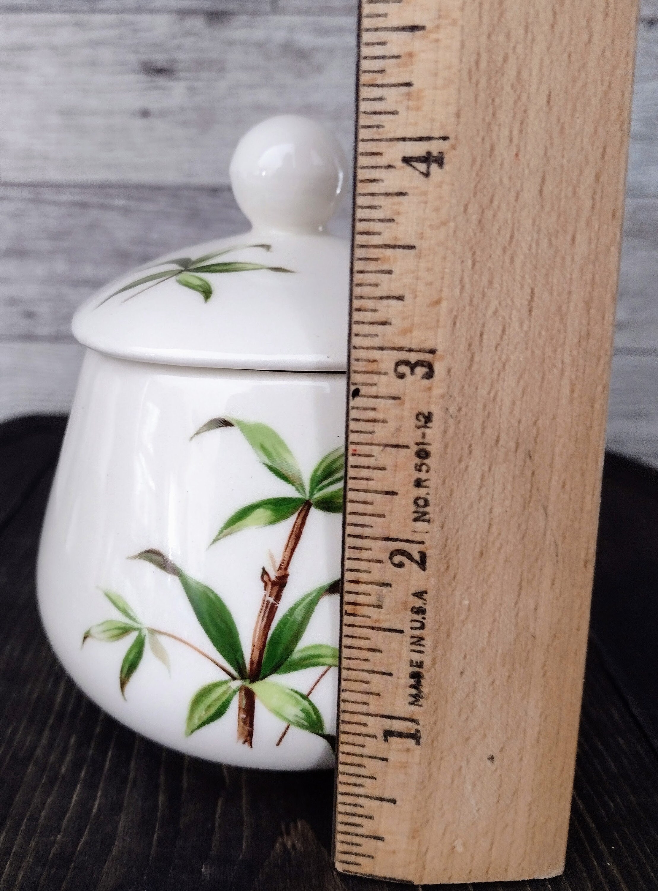 Vintage 1950 Ceramic Cream and Sugar Dish With Bamboo Detail Vintage 1950 Ceramic Cream and Sugar Dish With Bamboo Detail