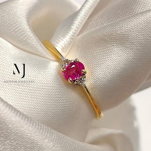 Natural Ruby Ring • Real 18K 21K Gold Ruby Ring for Women • July Birthstone Jewelry • Elegant Handmade Gold Ring Gift