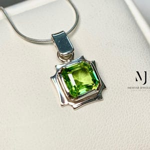 Peridot Pendant - Natural Peridot Sterling Silver Pendant - August Birthstone - Gemstone Pendant - Gift For Her - Handmade Pendant