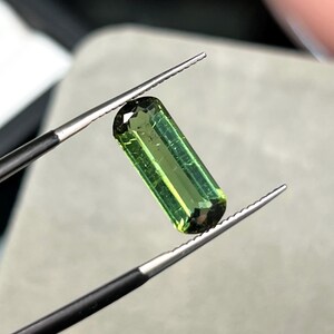 Natural Green Tourmaline Gemstone: 3.590 Ct Step Cut, Untreated