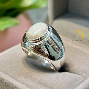 Handmade Australian Opal Sterling Silver Ring: Gemstone Jewelry