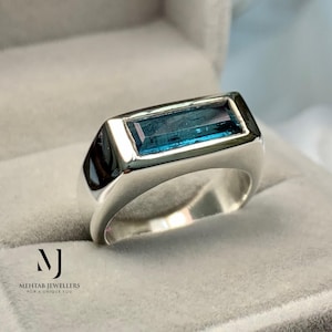 Indicolite Ring - Natural Indicolite Sterling Silver Handmade Ring - Blue Tourmaline Ring - Unisex Tourmaline Ring