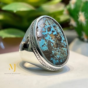 Handmade Turquoise Ring: Sterling Silver Band, Natural Stone