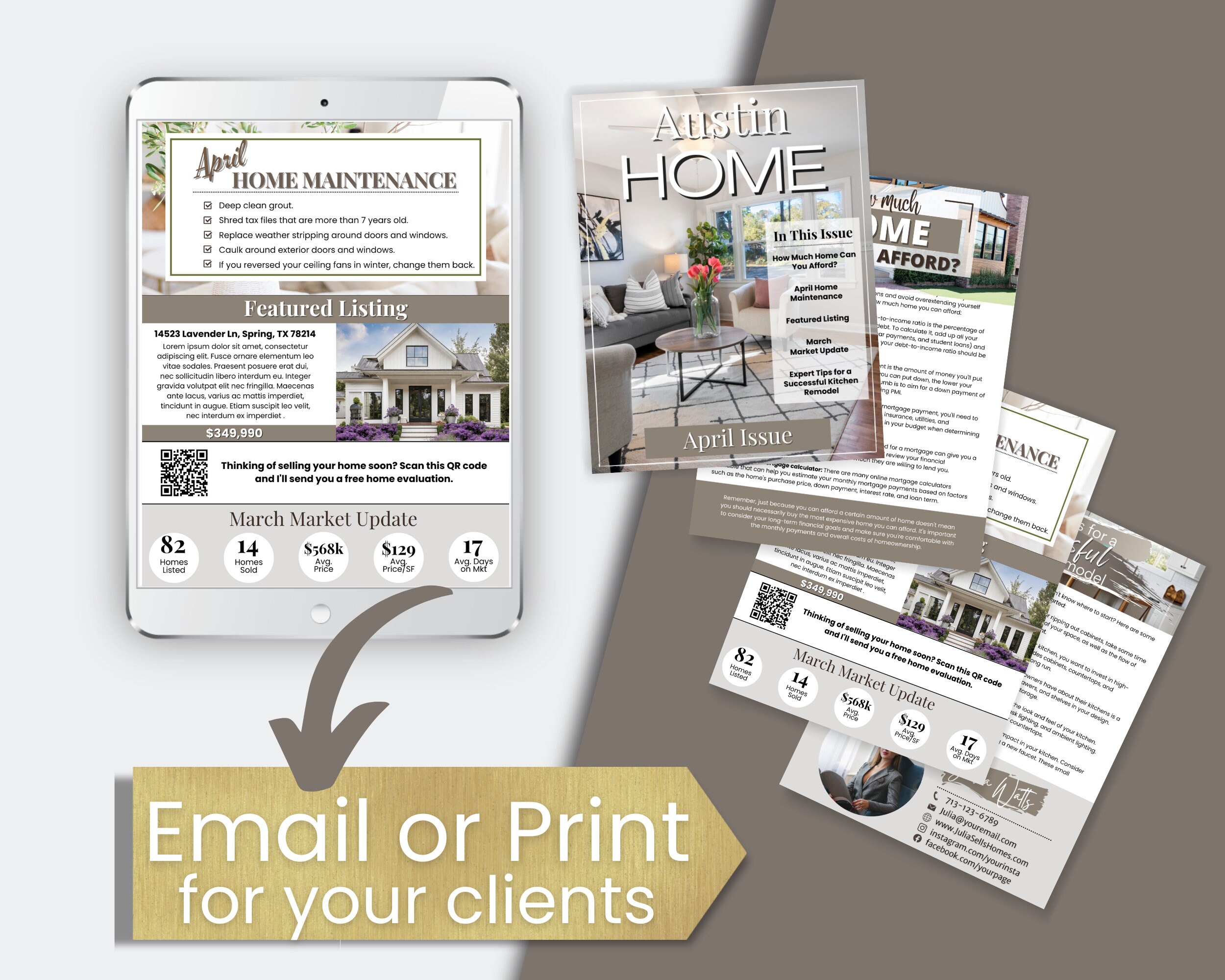 April Real Estate Newsletter Template Canva | Realtor Monthly Marketing ...