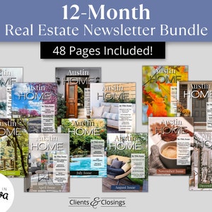 Real Estate Newsletter Bundle, Real Estate Templates, Realtor Mailer, Email Newsletter Template for Real Estate, 12-Month Realtor Newsletter