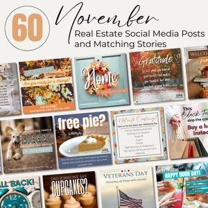 November Real Estate Social Media Posts, Fall Marketing (Digital Download)