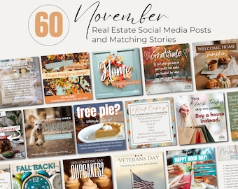 November Real Estate Social Media Posts, Fall Marketing (Digital Download)