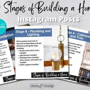 New Home Construction Instagram Posts, Stages of Building a Home, Home Builder, Realtor Social Media, Realtor Marketing, Instagram Marketing