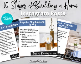 New Home Construction Instagram Posts, Realtor Social Media (Canva)