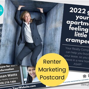 Müde vom Mieten Postkarte, Renter Postkarte, Immobilien Postkarte, Makler Mailing, Wohnung Marketing Postkarte, Makler Farming Karte
