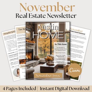 November Real Estate Newsletter, Realtor Newsletter Printable, Realtor November Flyer, Real Estate 2024 Newsletter, Realtor Email Marketing
