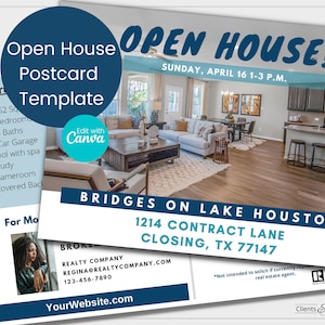 Open House Postcard, Real Estate Postcard Template, Open House Template, Marketing Mailer, Realtor Postcard, Open House Mailer, Canva Mailer