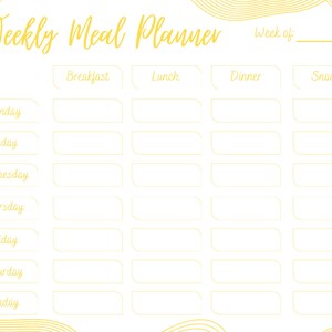Weekly Meal Planner - Yellow