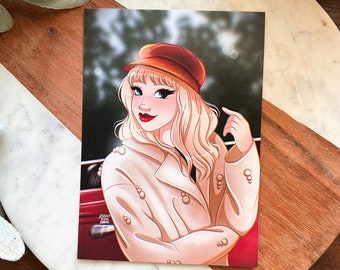 Red Illustrated Art Print 5x7 Heavy Weight Stock Paper