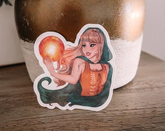 Willow Taylor Cloak Orb Vinyl Sticker | Holographic Broken Glass | Autumn Taylor Kindle Laptop Sticker | Evermore Witchy Vibes