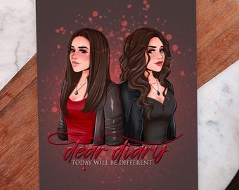 Elena Katherine Vampire Illustration 5x7 Art Print on Quality 60lb Premium Matte Stock