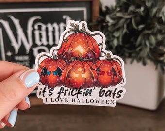 Bat Boys Pumpkin Halloween Holographic Glitter Star Vinyl Sticker 3 Inch