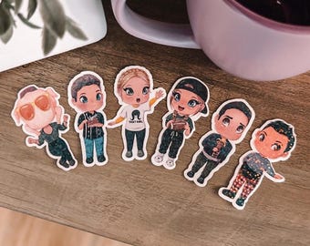 Friends Thanksgiving Stickers - Holographic Glitter Sticker Set - Vinyl Kindle Sticker - TV Show - Illustrated Chibis