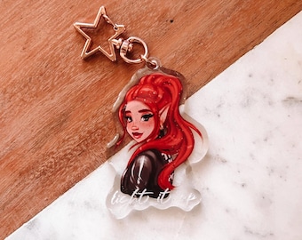 Bryce Quinlan Crescent City Keychain | SJM Sarah J Maas | Officially Licensed | Epoxy Resin | Light it Up | Gold Star Clasp | Bookish