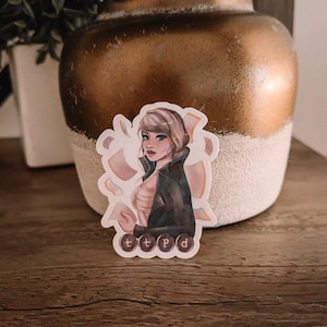 Adesivo de vinil holográfico de vidro quebrado do poeta Taylor | Máquina de escrever letras | Adesivo Kindle | Adesivo literário | Adesivo de menina fofa