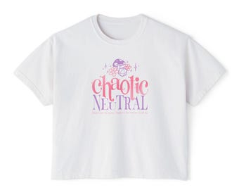 Chaotic Neutral Graphic Tee, Boxy Cropped Fit, TTRPG Apparel, Fantasy Gamer Gift, Dnd Gift