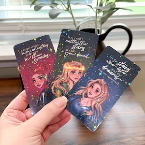 SJM Queens Glitter Bookmarks Officially Licensed Holographic Star 3-Pack Bryce, Feyre, & Aelin