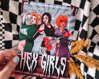 Spooky Witch Girl Band Art Print - Retro Poster Style - Illustration - Halloween Hex Vampires