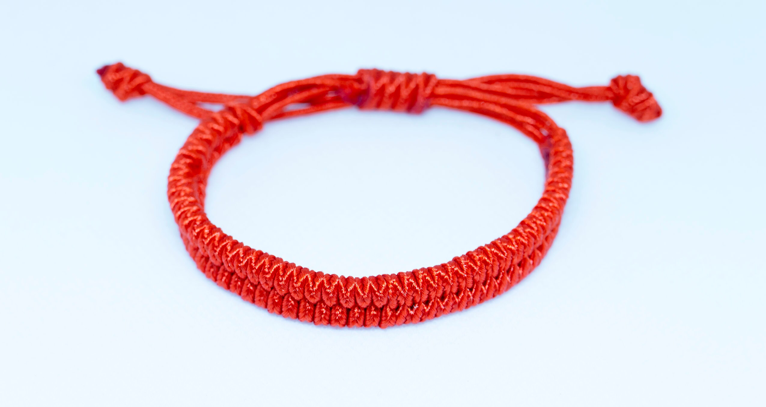 Hatha Red Lucky Knot Braid Bracelet, Handwoven Braided Rope Knot ...