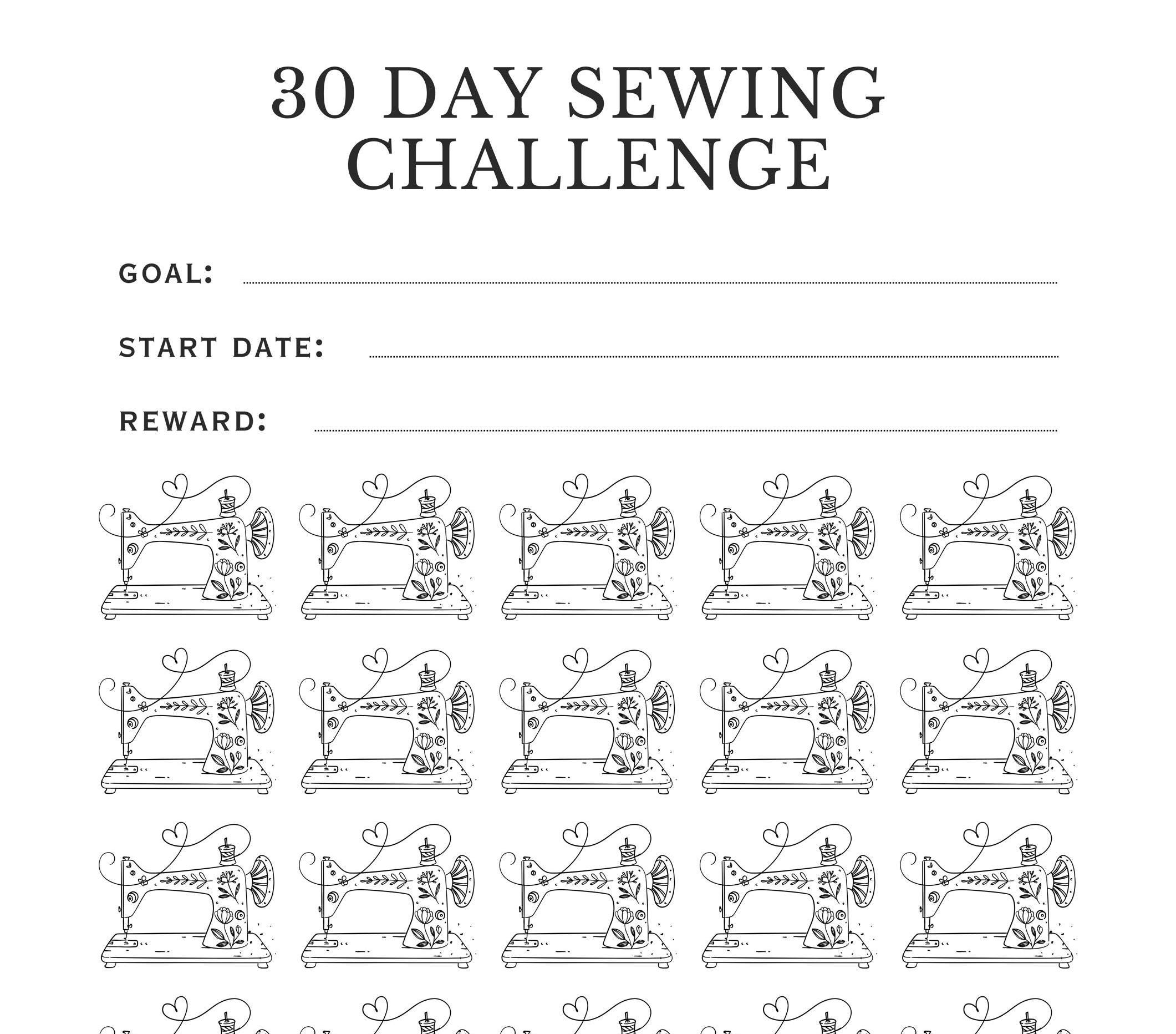 30-day Sewing Habit Tracker Printable, 30 Day Sewing Challenge, Habit ...