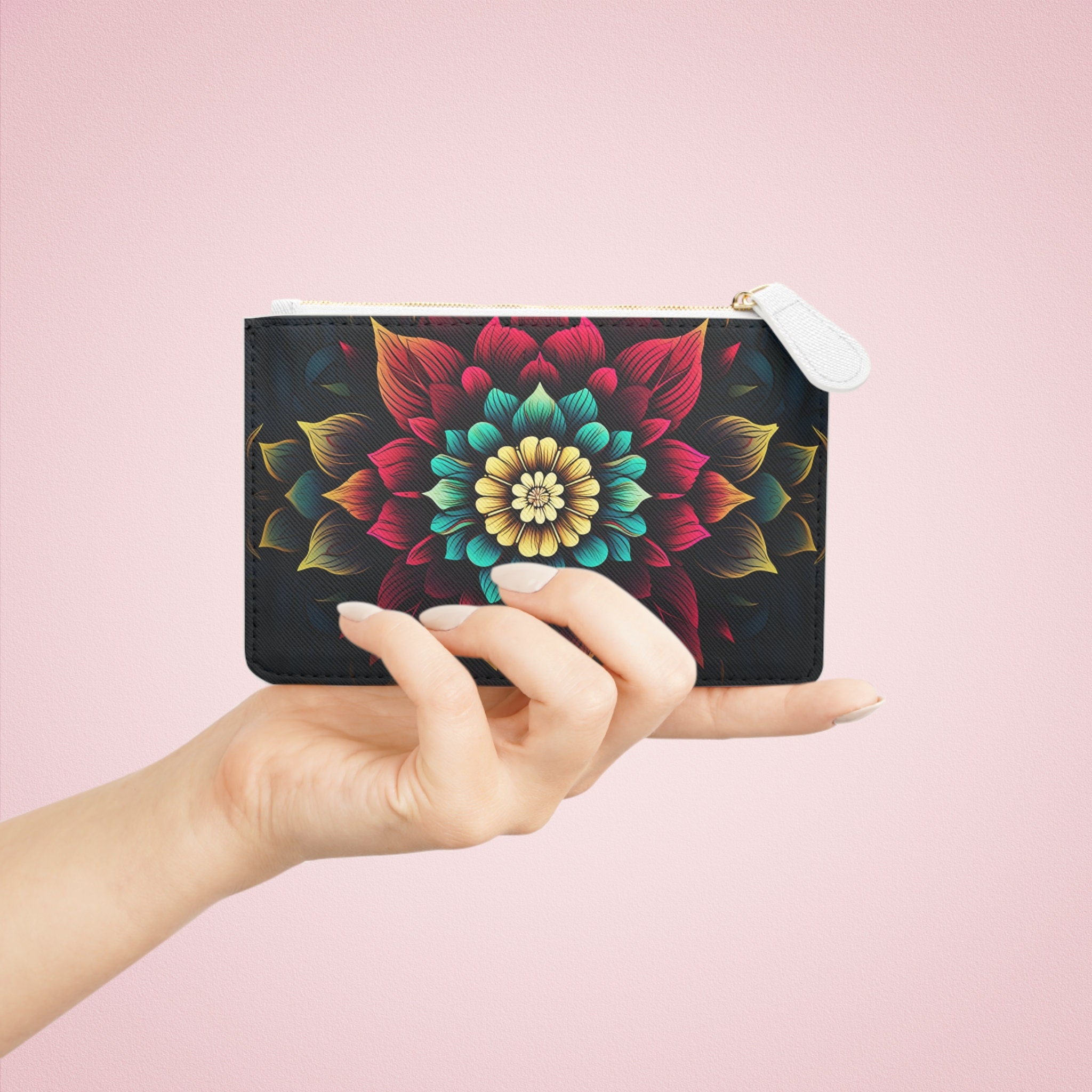 Floral Vegan leather Hand-painted Semi circle Clutch Bag for women main image 0