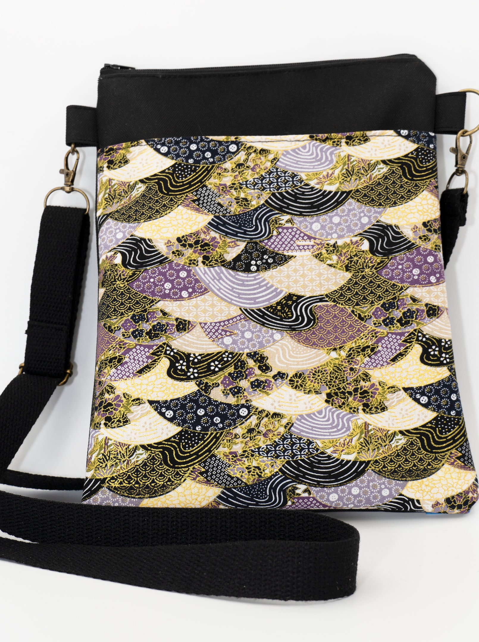 Japanese Fabric Fan Style Crossbody Bag, Japanese Style Crossbody Bag