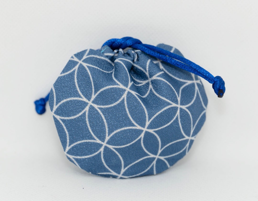 Cute Japanese Fabric Circle Pattern Aegean Blue & Arctic Blue Color Mushroom Style Mini